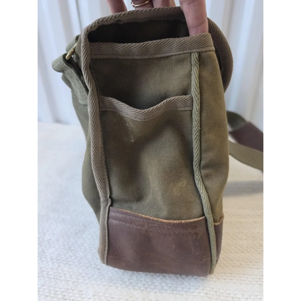 Duluth Pack Messenger Bag Mens Medium Green Canvas Leather Crossbody Shoulder